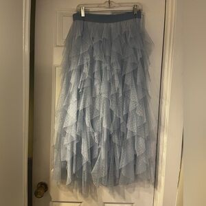 Anthropologie Cheri ruffled tulle midi skirt